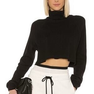The Range Stark Waffle Knit Cropped Turtleneck in Jet Black Size S